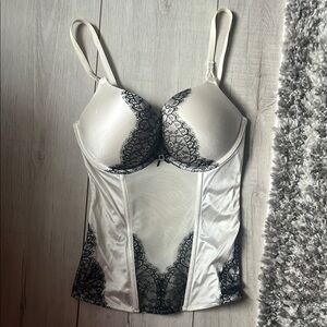 Victoria's Secret White and Black Lace Corset